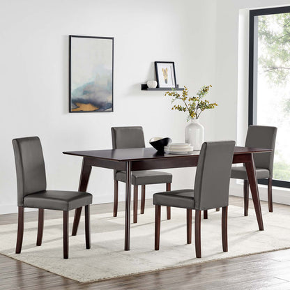 Prosper 5 Piece Faux Leather Dining Set, Faux Leather, Drak Brown Grey Gray, 19483