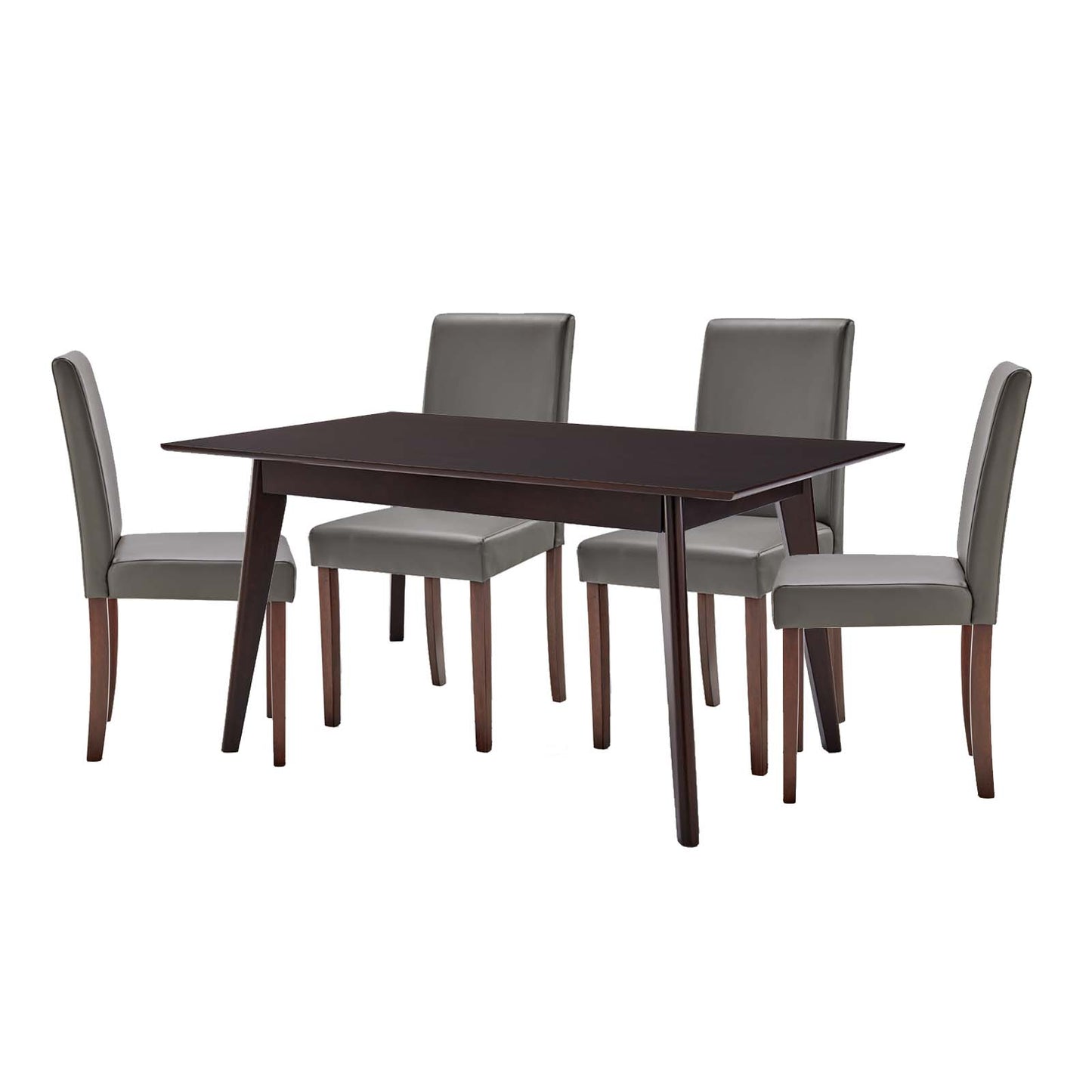 Prosper 5 Piece Faux Leather Dining Set, Faux Leather, Drak Brown Grey Gray, 19483