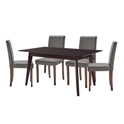 Prosper 5 Piece Faux Leather Dining Set, Faux Leather, Drak Brown Grey Gray, 19483