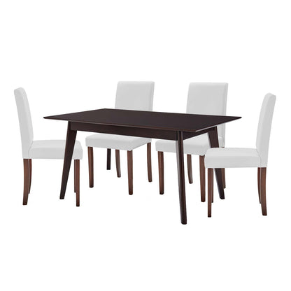 Prosper 5 Piece Faux Leather Dining Set, Faux Leather, Drak Brown White, 19485