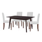 Prosper 5 Piece Faux Leather Dining Set, Faux Leather, Drak Brown White, 19485
