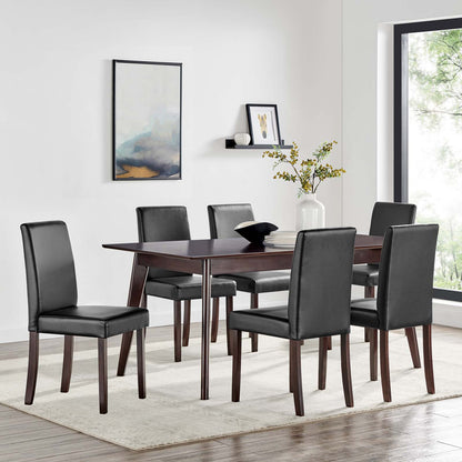 Prosper 7 Piece Faux Leather Dining Set, Faux Leather, Drak Brown Black, 19486