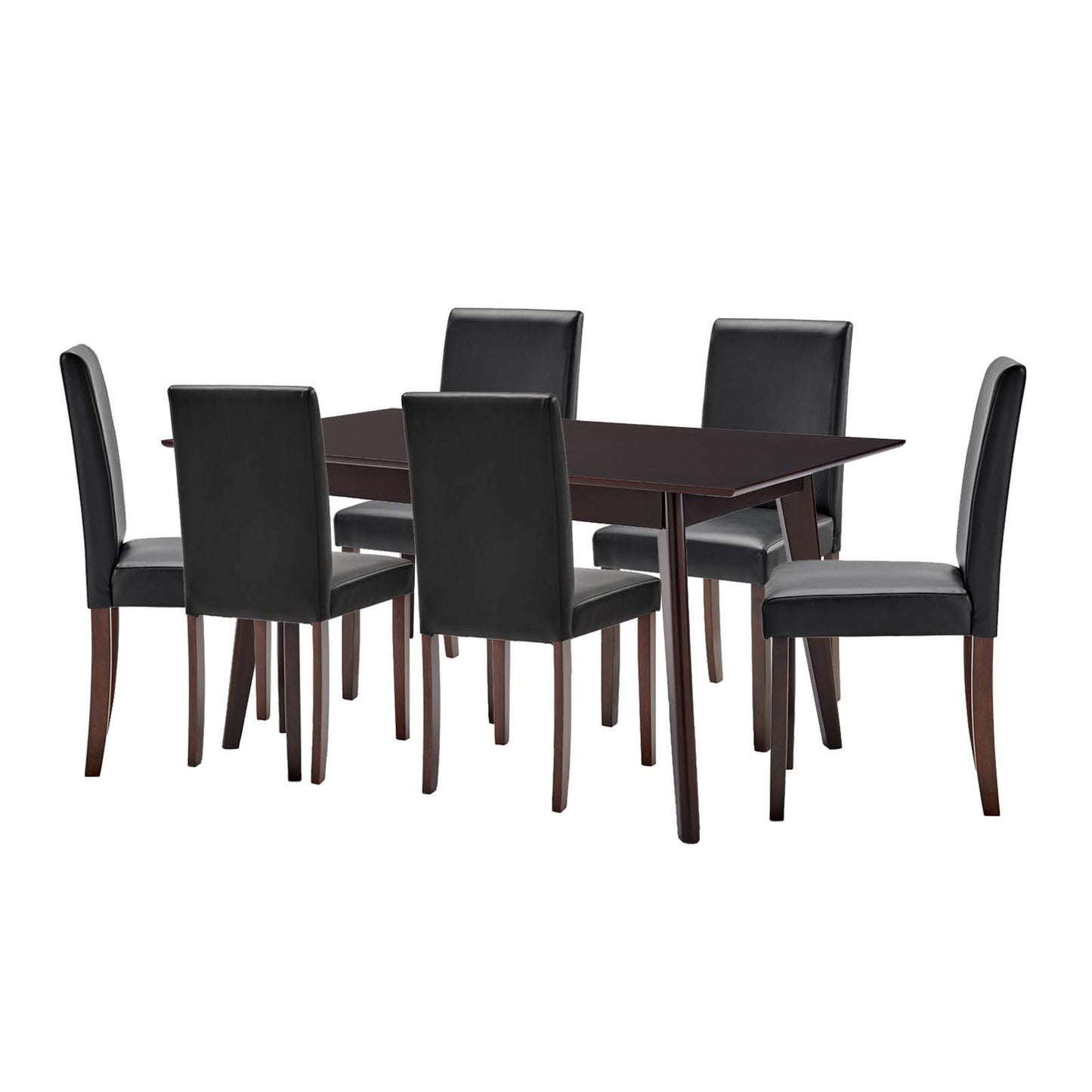 Prosper 7 Piece Faux Leather Dining Set, Faux Leather, Drak Brown Black, 19486