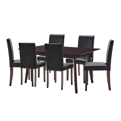 Prosper 7 Piece Faux Leather Dining Set, Faux Leather, Drak Brown Black, 19486