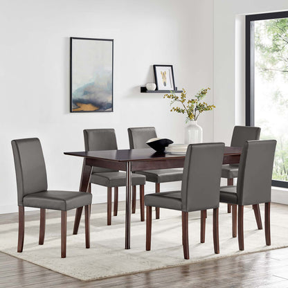 Prosper 7 Piece Faux Leather Dining Set, Faux Leather, Drak Brown Grey Gray, 19487