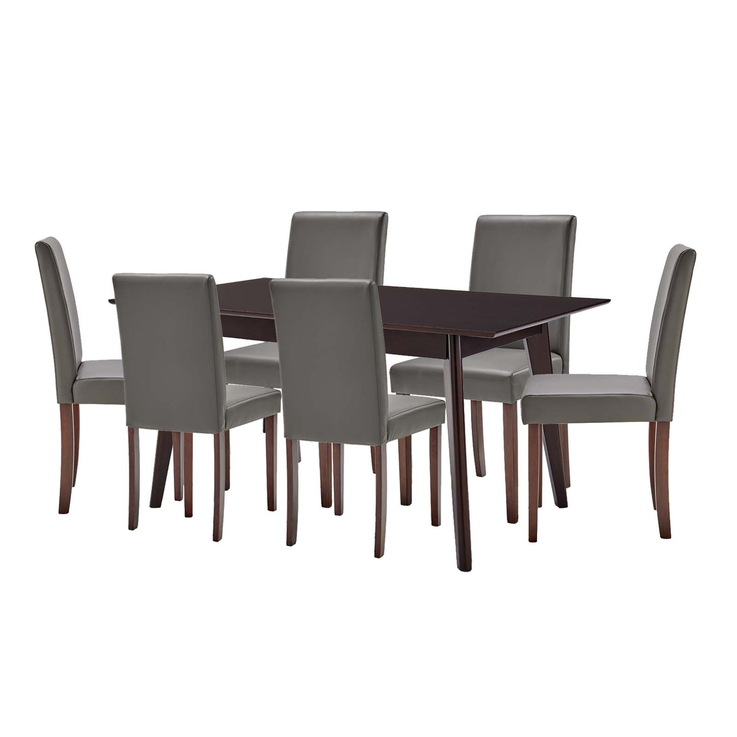 Prosper 7 Piece Faux Leather Dining Set, Faux Leather, Drak Brown Grey Gray, 19487
