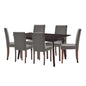 Prosper 7 Piece Faux Leather Dining Set, Faux Leather, Drak Brown Grey Gray, 19487