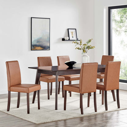 Prosper 7 Piece Faux Leather Dining Set, Faux Leather, Drak Brown Tan, 19488
