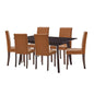 Prosper 7 Piece Faux Leather Dining Set, Faux Leather, Drak Brown Tan, 19488
