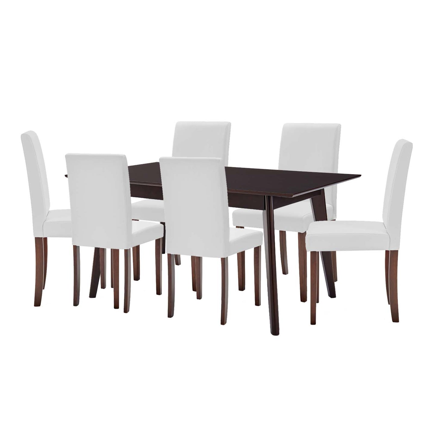 Prosper 7 Piece Faux Leather Dining Set, Faux Leather, Drak Brown White, 19489
