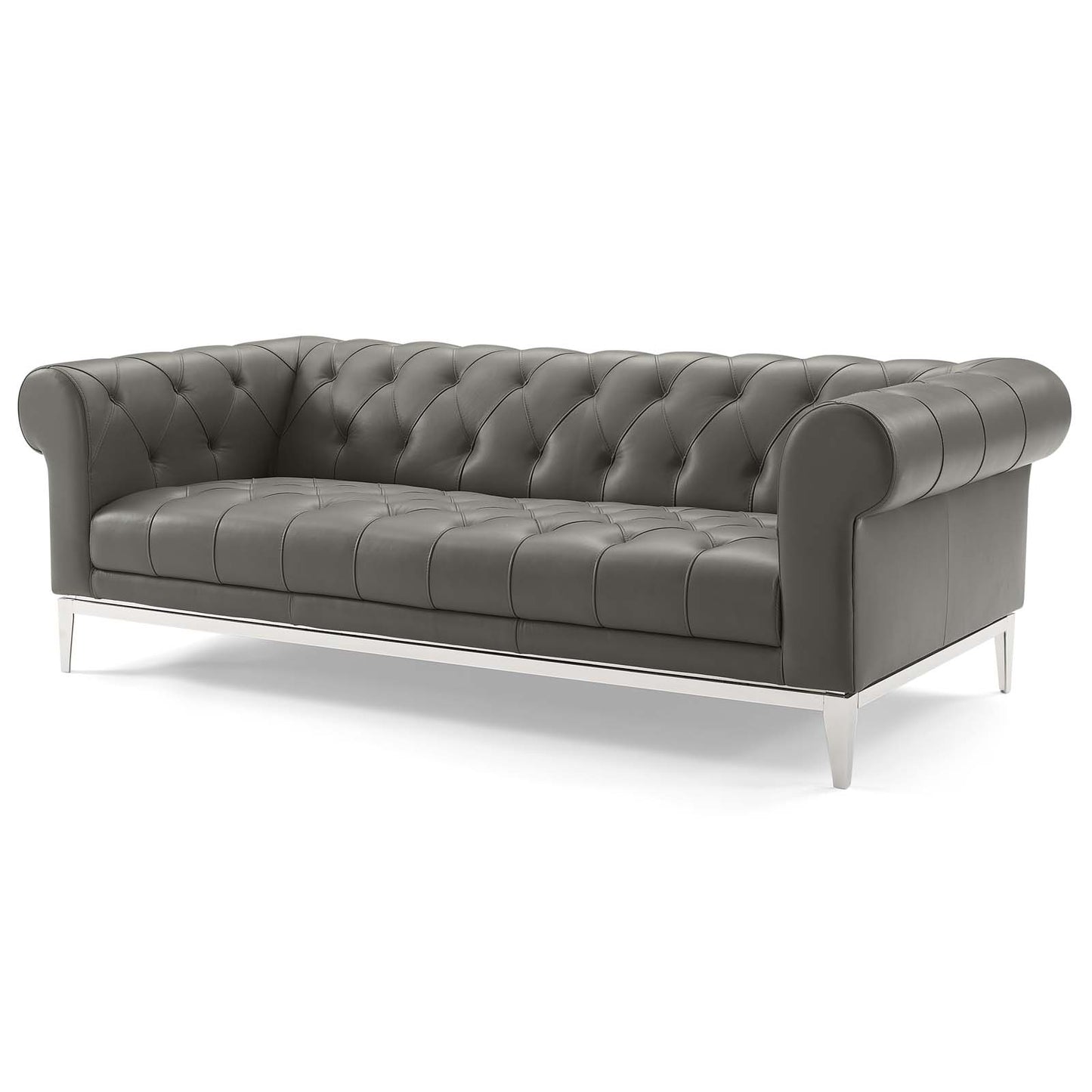 Idyll 3 Piece Upholstered Leather Set, Leather, Grey Gray, 19492