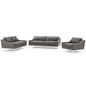 Harness 3 Piece Stainless Steel Base Leather Set, Leather, Steel, Grey Gray, 19504