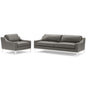 Harness Stainless Steel Base Leather Sofa & Armchair Set, Leather, Steel, Grey Gray, 19506