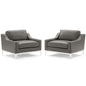 Harness Stainless Steel Base Leather Armchair Set of 2, Leather, Steel, Grey Gray, 19514