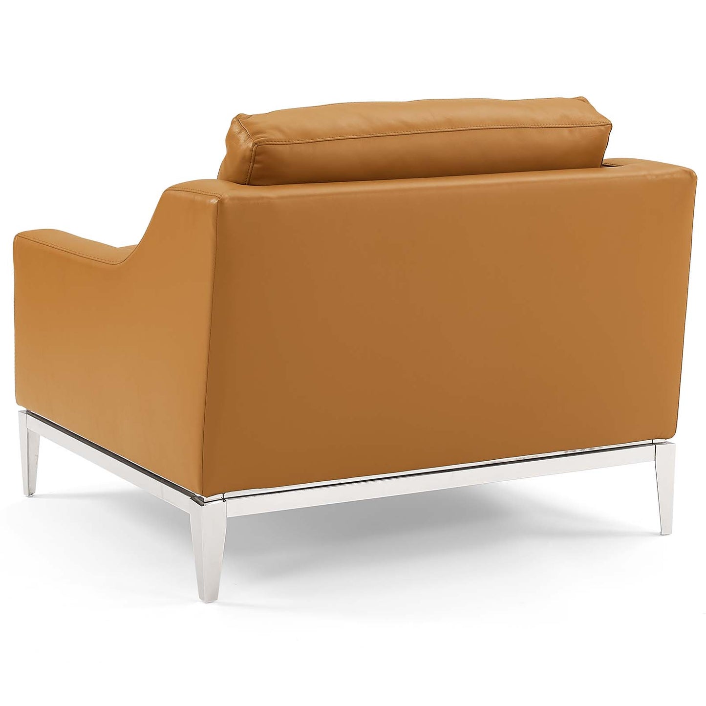 Harness Stainless Steel Base Leather Armchair Set of 2, Leather, Steel, Tan, 19515