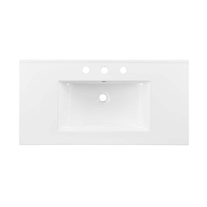 Cayman 36" Bathroom Sink, Ceramic, White, 19516