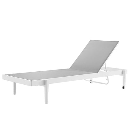 Charleston Outdoor Patio Aluminum Chaise Lounge Chair Set of 2, Aluminum, Metal, Steel, White Grey Gray, 19517
