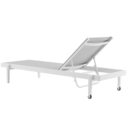 Charleston Outdoor Patio Aluminum Chaise Lounge Chair Set of 2, Aluminum, Metal, Steel, White Grey Gray, 19517