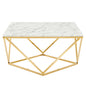 Vertex Gold Metal Stainless Steel Coffee Table, Artificial Marble, Metal Steel, Gold White, 19520