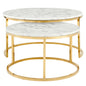 Ravenna Artificial Marble Nesting Coffee Table, Artificial Marble, Metal Steel, Gold White, 19521