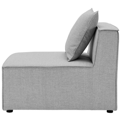 Saybrook Outdoor Patio Upholstered Sectional Sofa Armless Chair, Fabric, Grey Gray, 19522
