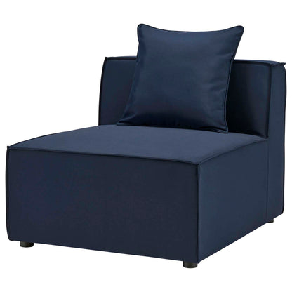 Saybrook Outdoor Patio Upholstered Sectional Sofa Armless Chair, Fabric, Blue Navy Blue, 19523