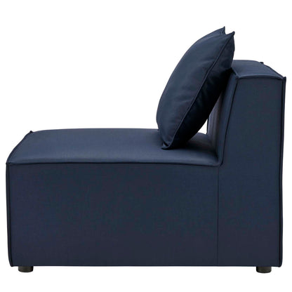 Saybrook Outdoor Patio Upholstered Sectional Sofa Armless Chair, Fabric, Blue Navy Blue, 19523