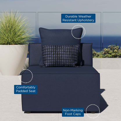 Saybrook Outdoor Patio Upholstered Sectional Sofa Armless Chair, Fabric, Blue Navy Blue, 19523