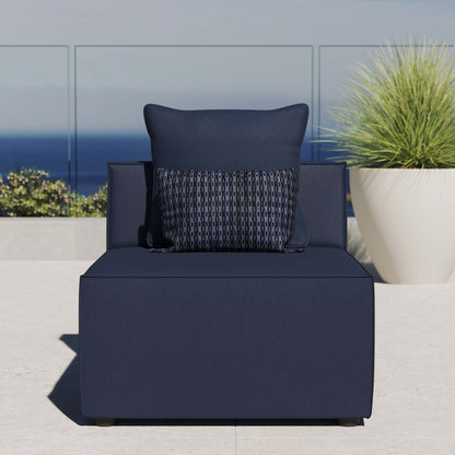 Saybrook Outdoor Patio Upholstered Sectional Sofa Armless Chair, Fabric, Blue Navy Blue, 19523