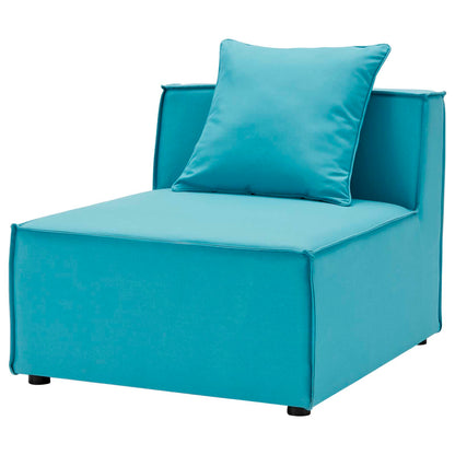 Saybrook Outdoor Patio Upholstered Sectional Sofa Armless Chair, Fabric, Blue, 19524