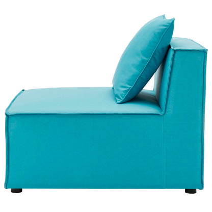 Saybrook Outdoor Patio Upholstered Sectional Sofa Armless Chair, Fabric, Blue, 19524