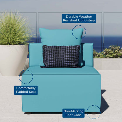 Saybrook Outdoor Patio Upholstered Sectional Sofa Armless Chair, Fabric, Blue, 19524