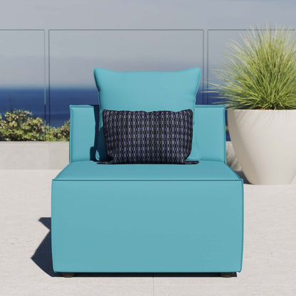 Saybrook Outdoor Patio Upholstered Sectional Sofa Armless Chair, Fabric, Blue, 19524