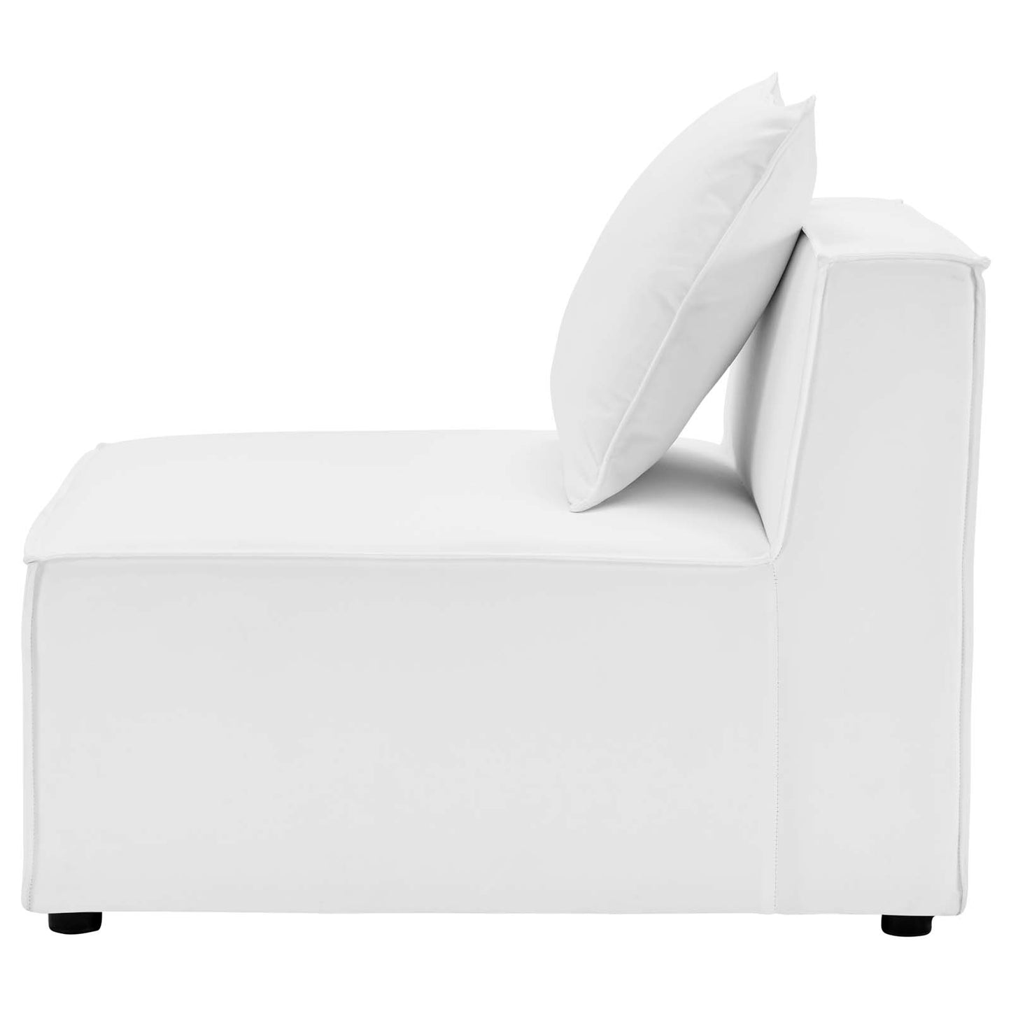 Saybrook Outdoor Patio Upholstered Sectional Sofa Armless Chair, Fabric, White, 19525