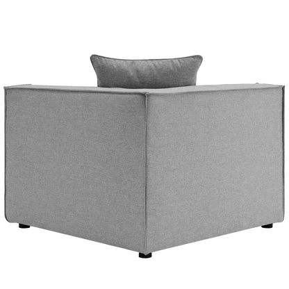 Saybrook Outdoor Patio Upholstered Sectional Sofa Corner Chair, Fabric, Grey Gray, 19526