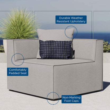 Saybrook Outdoor Patio Upholstered Sectional Sofa Corner Chair, Fabric, Grey Gray, 19526