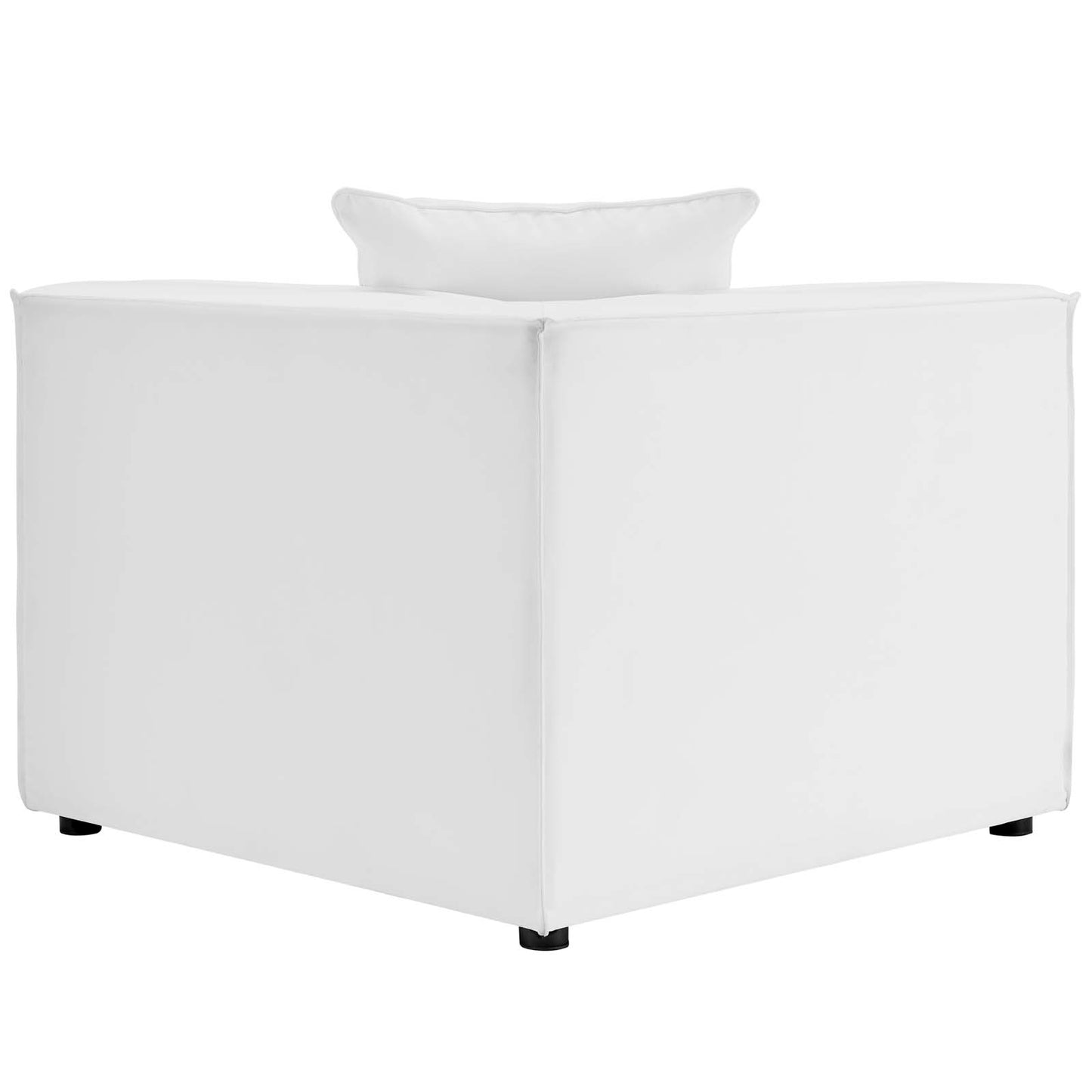 Saybrook Outdoor Patio Upholstered Sectional Sofa Corner Chair, Fabric, White, 19529