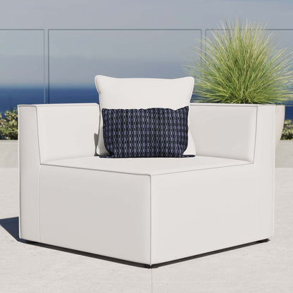 Saybrook Outdoor Patio Upholstered Sectional Sofa Corner Chair, Fabric, White, 19529