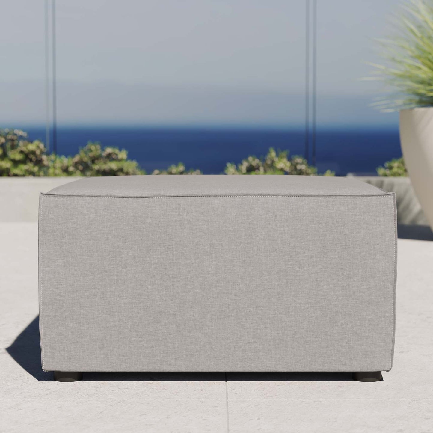 Saybrook Outdoor Patio Upholstered Sectional Sofa Ottoman, Fabric, Grey Gray, 19530