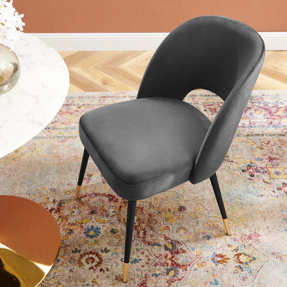 Rouse Performance Velvet Dining Side Chair, Velvet, Dark Grey Gray, 19534
