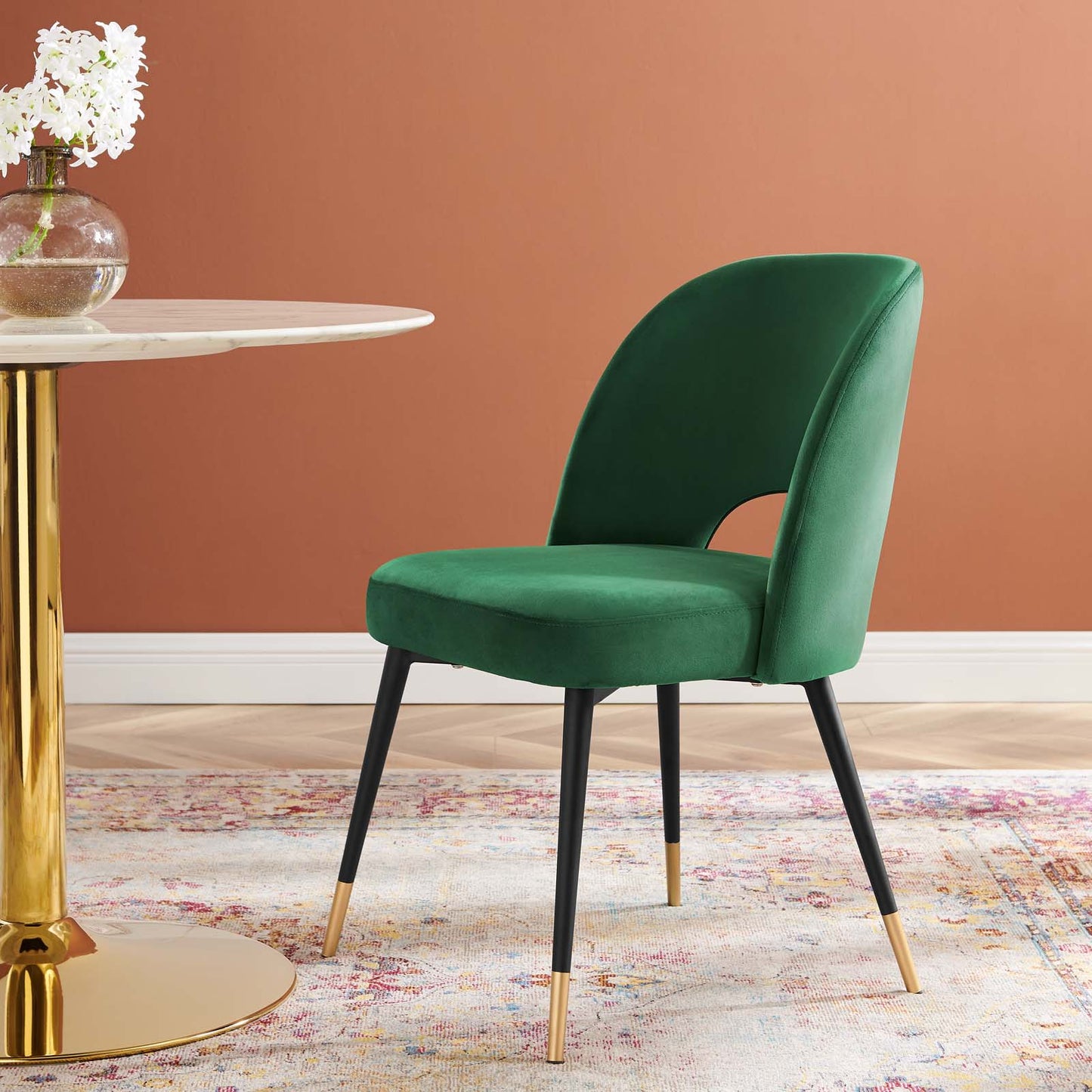 Rouse Performance Velvet Dining Side Chair, Velvet, Green, 19535