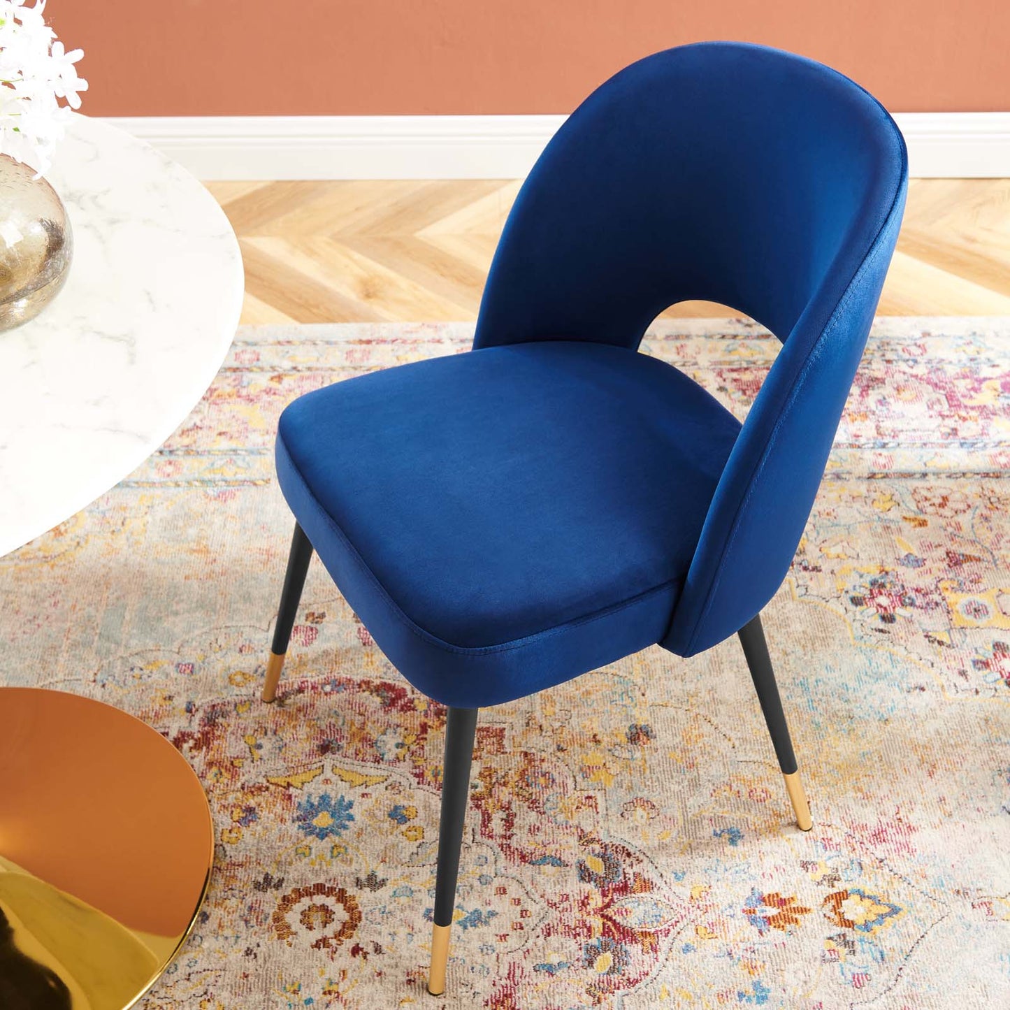 Rouse Performance Velvet Dining Side Chair, Velvet, Blue Navy, 19536