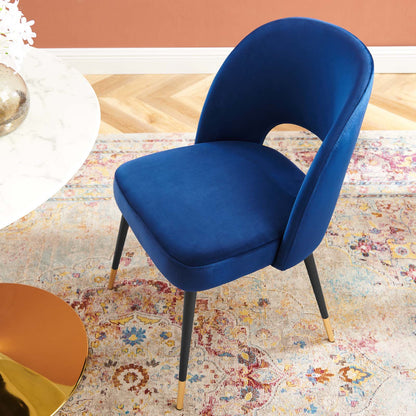 Rouse Performance Velvet Dining Side Chair, Velvet, Blue Navy, 19536