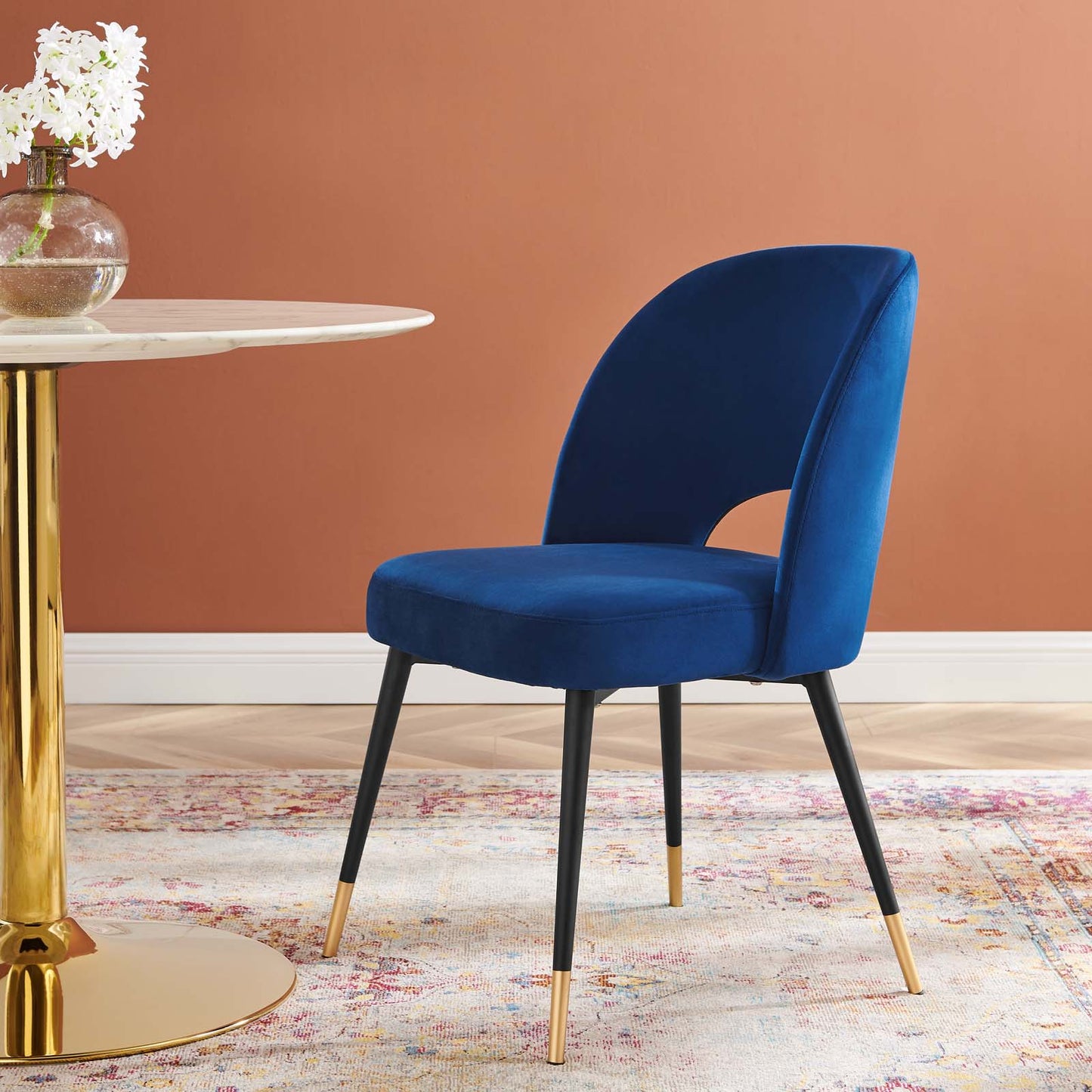 Rouse Performance Velvet Dining Side Chair, Velvet, Blue Navy, 19536