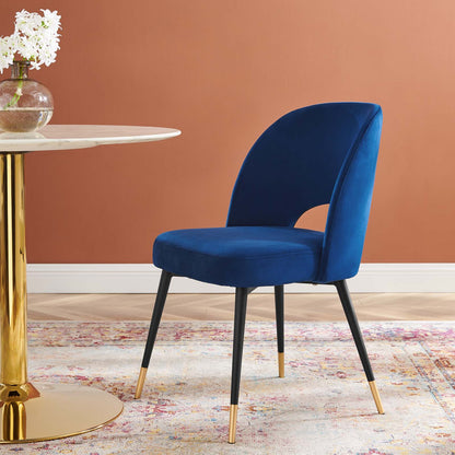 Rouse Performance Velvet Dining Side Chair, Velvet, Blue Navy, 19536