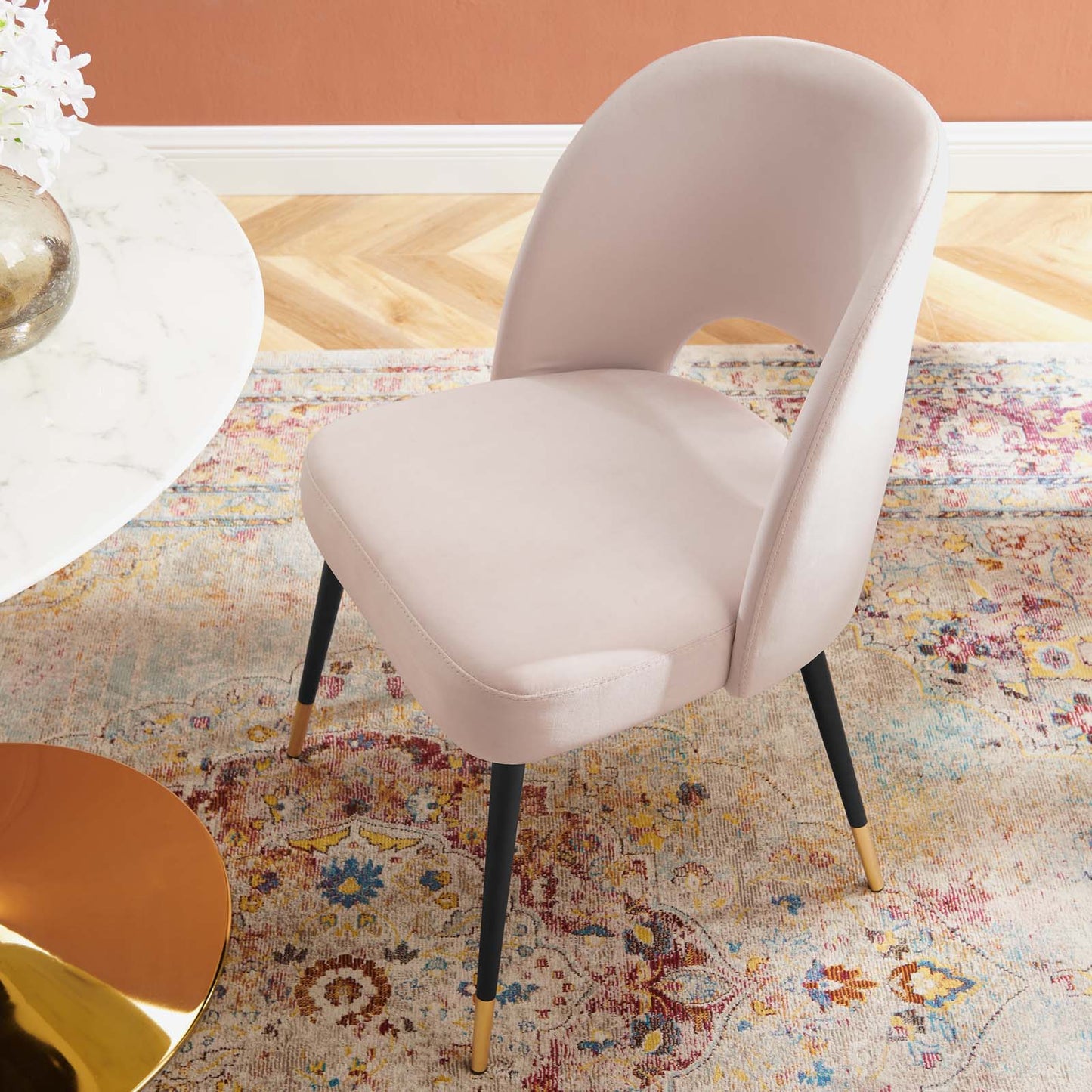 Rouse Performance Velvet Dining Side Chair, Velvet, Pink, 19537