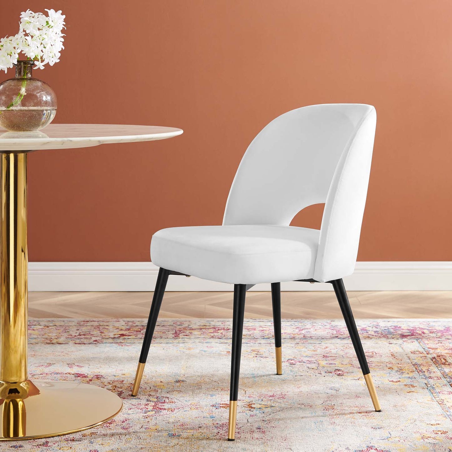 Rouse Performance Velvet Dining Side Chair, Velvet, White, 19538