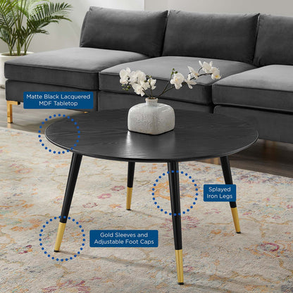 Vigor Round Coffee Table, Wood, Black, 19539