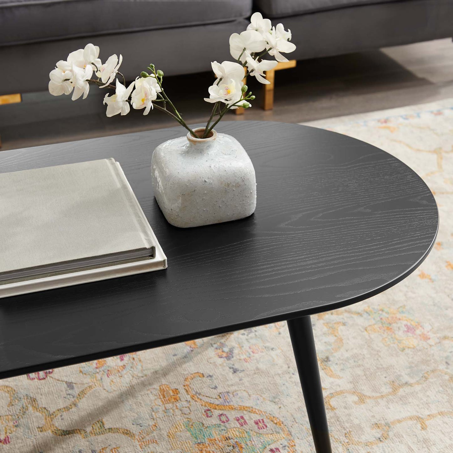 Vigor 47" Oval Coffee Table, Wood, Black, 19540