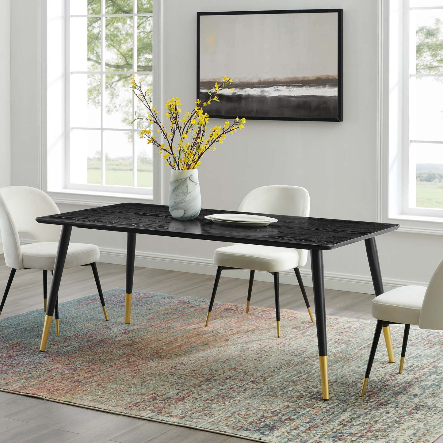 Vigor 71" Rectangular Dining Table, Wood, Black, 19542